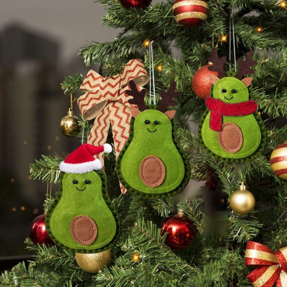 3Pcs Christmas Avocado Green Doll Pendant Christmas Tree Hanging Decoration For Home Door Window Felt Ornaments - Image 6