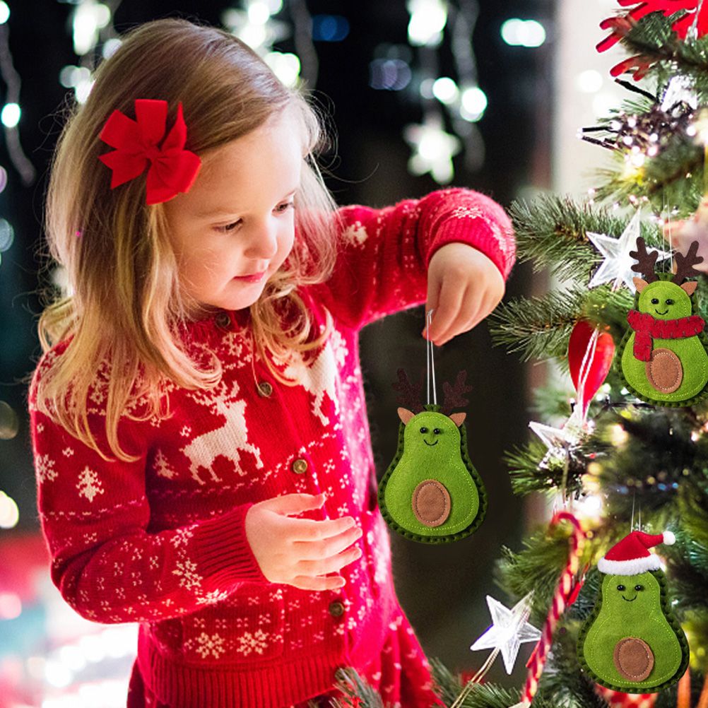 3Pcs Christmas Avocado Green Doll Pendant Christmas Tree Hanging Decoration For Home Door Window Felt Ornaments - Image 7