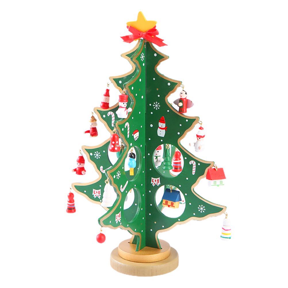 Desktop Christmas Tree Decoration Mini Wooden DIY Christmas Tree Ornaments Children Gift - Image 1