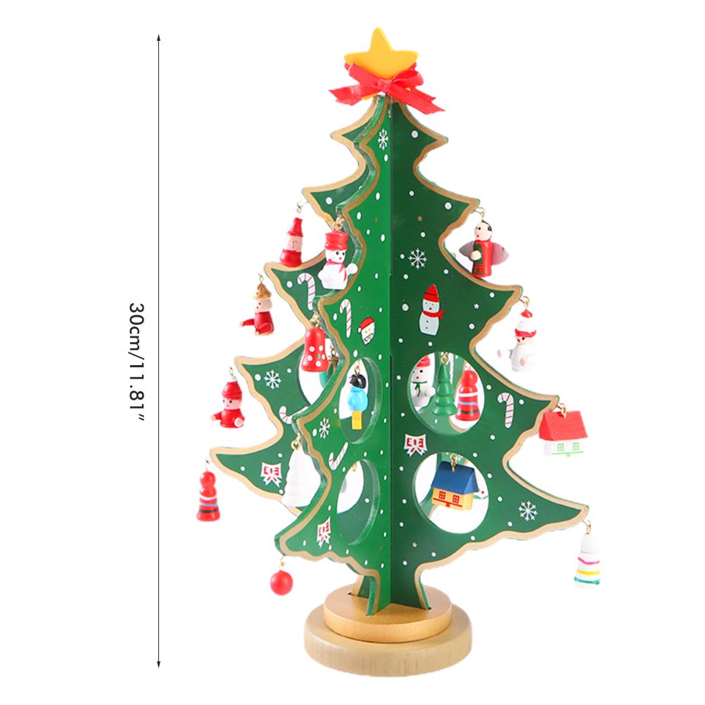 Desktop Christmas Tree Decoration Mini Wooden DIY Christmas Tree Ornaments Children Gift - Image 2