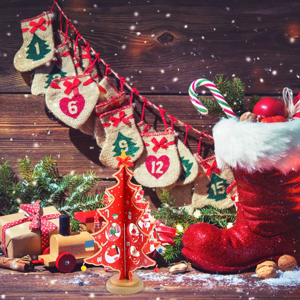 Desktop Christmas Tree Decoration Mini Wooden DIY Christmas Tree Ornaments Children Gift - Image 8