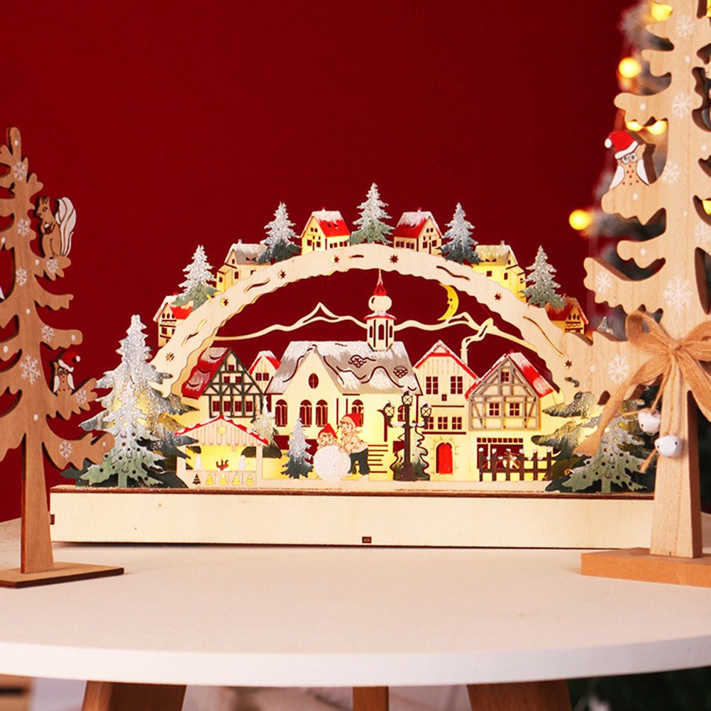 Christmas House LED Christmas Forest Scene Wooden Christmas Village for Shopping Mall Window Decorations - Image 4