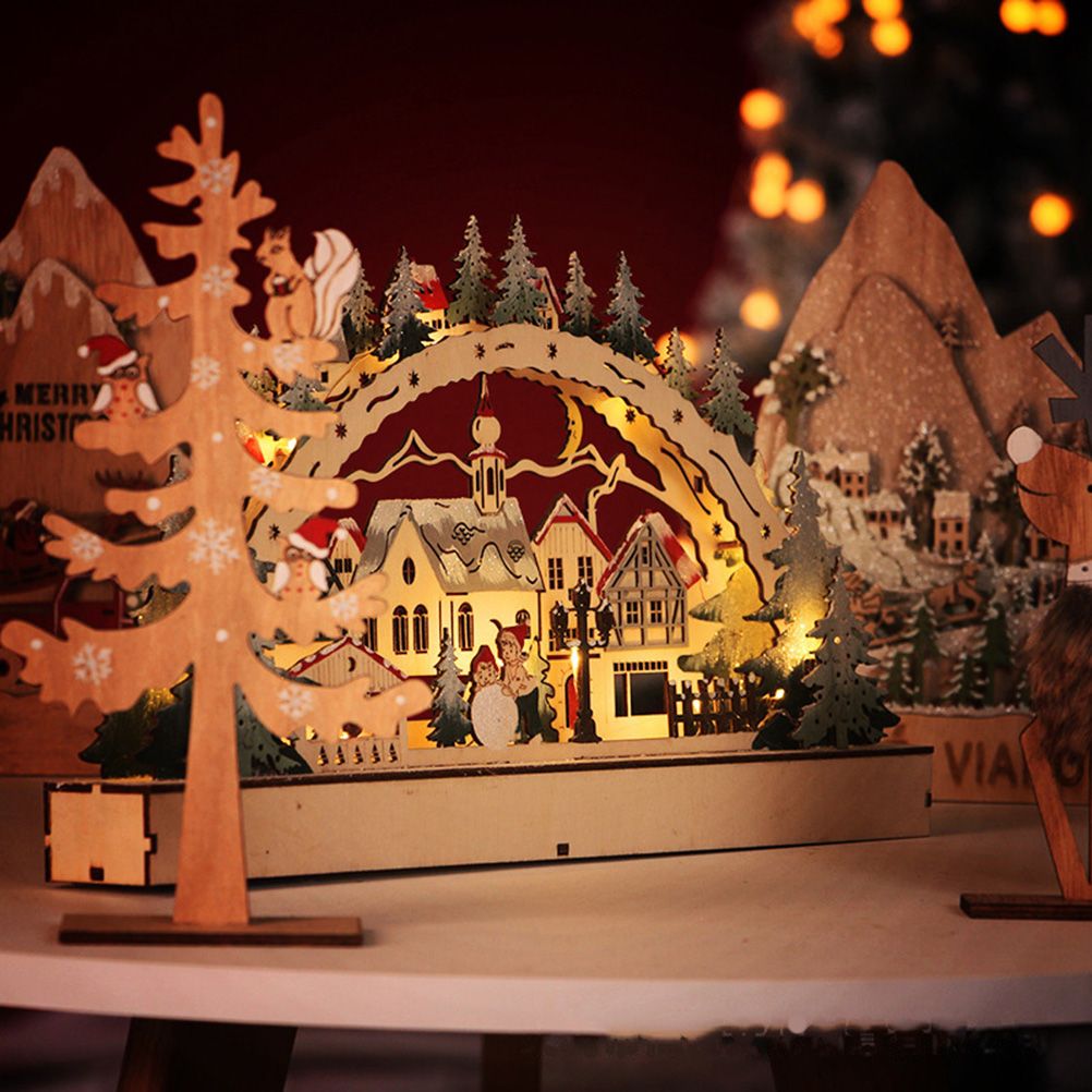 Christmas House LED Christmas Forest Scene Wooden Christmas Village for Shopping Mall Window Decorations - Image 8