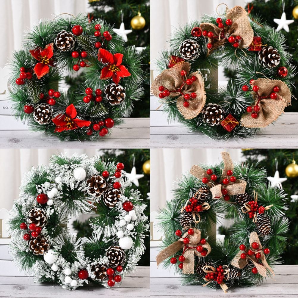 Christmas Wreath Artificial Christmas Hanging Wreath for Front Door Wall Tree Christmas Party Shop Window Decoration - Image 5