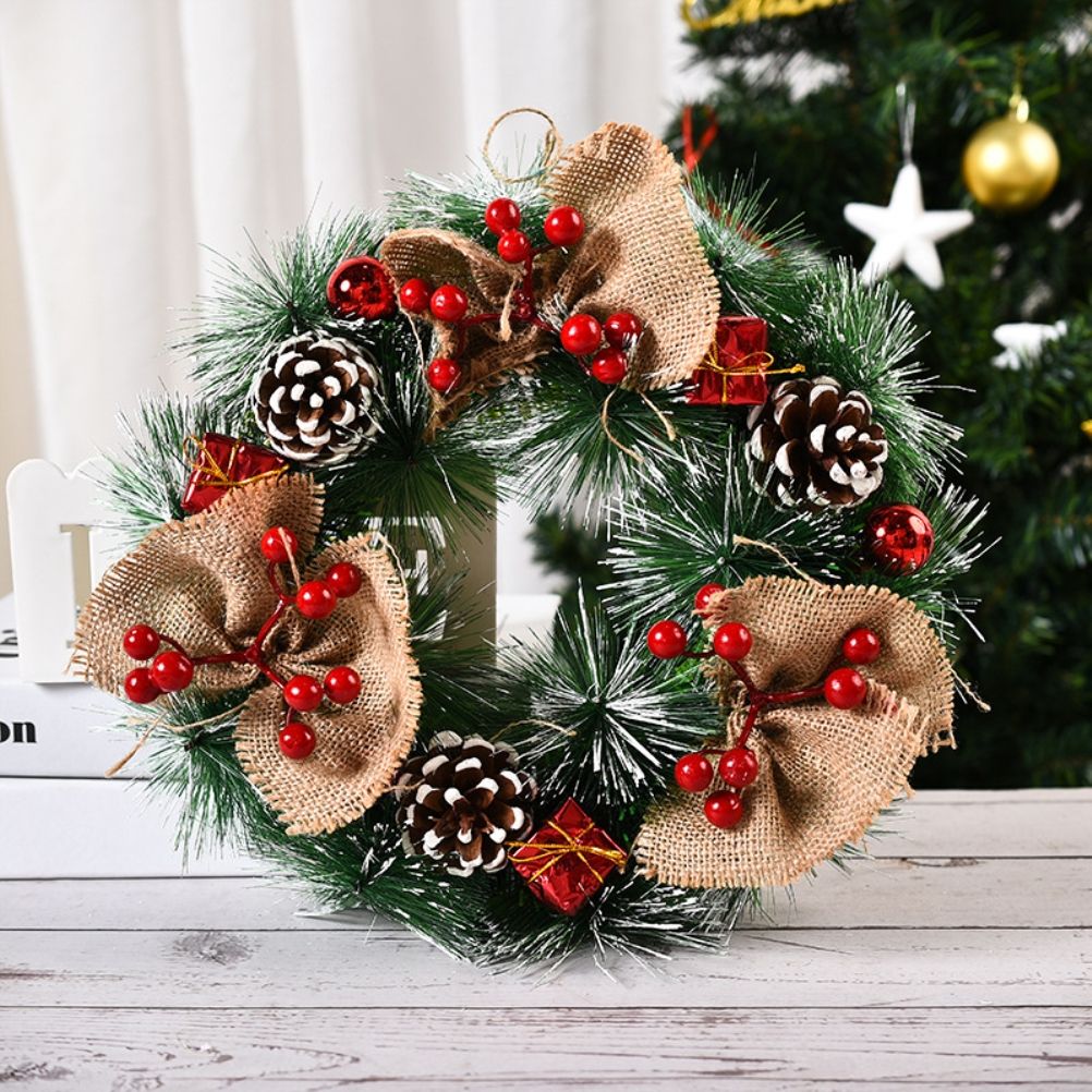 Christmas Wreath Artificial Christmas Hanging Wreath for Front Door Wall Tree Christmas Party Shop Window Decoration - Image 7