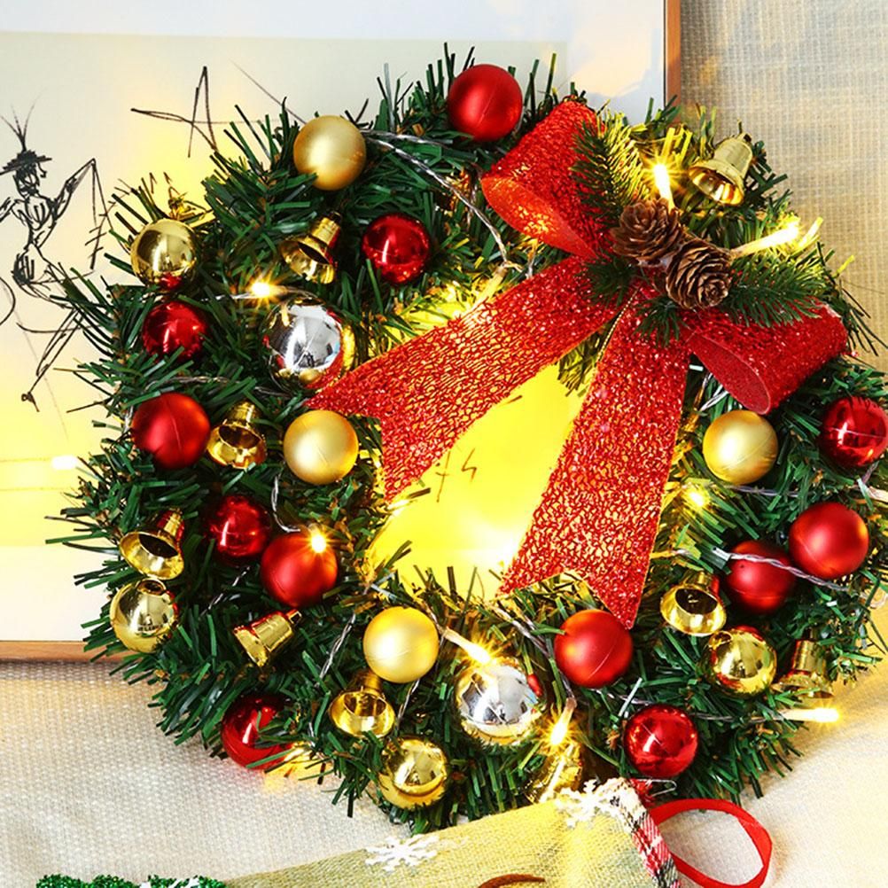 Xmas Wreath with 20 LED Lights and Bells Christmas Garland Light String Branch Lights for Living Room Fireplace and Windows - Image 3