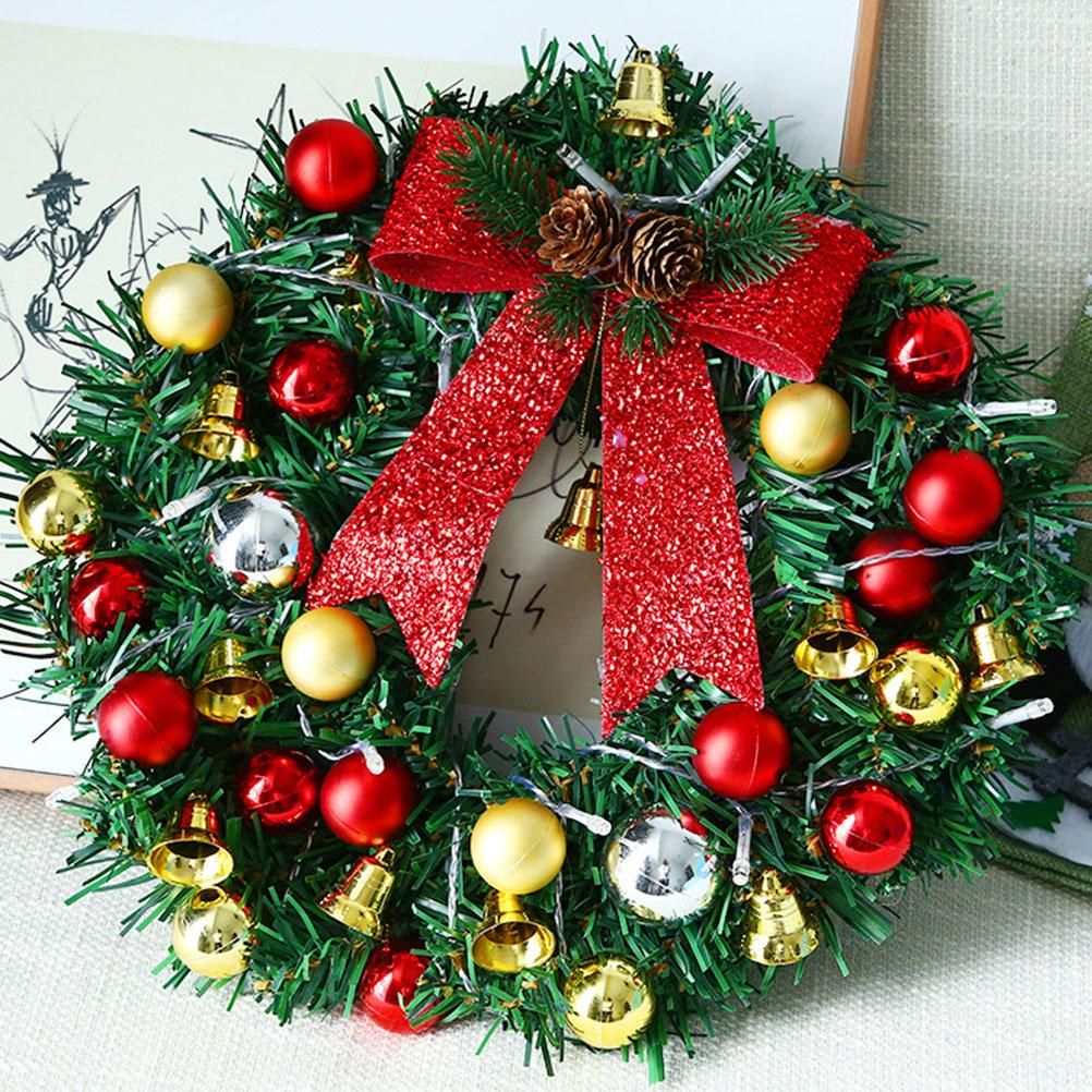 Xmas Wreath with 20 LED Lights and Bells Christmas Garland Light String Branch Lights for Living Room Fireplace and Windows - Image 4