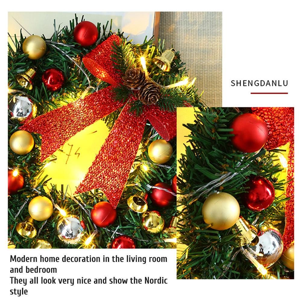 Xmas Wreath with 20 LED Lights and Bells Christmas Garland Light String Branch Lights for Living Room Fireplace and Windows - Image 5