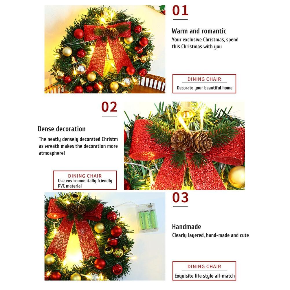 Xmas Wreath with 20 LED Lights and Bells Christmas Garland Light String Branch Lights for Living Room Fireplace and Windows - Image 7