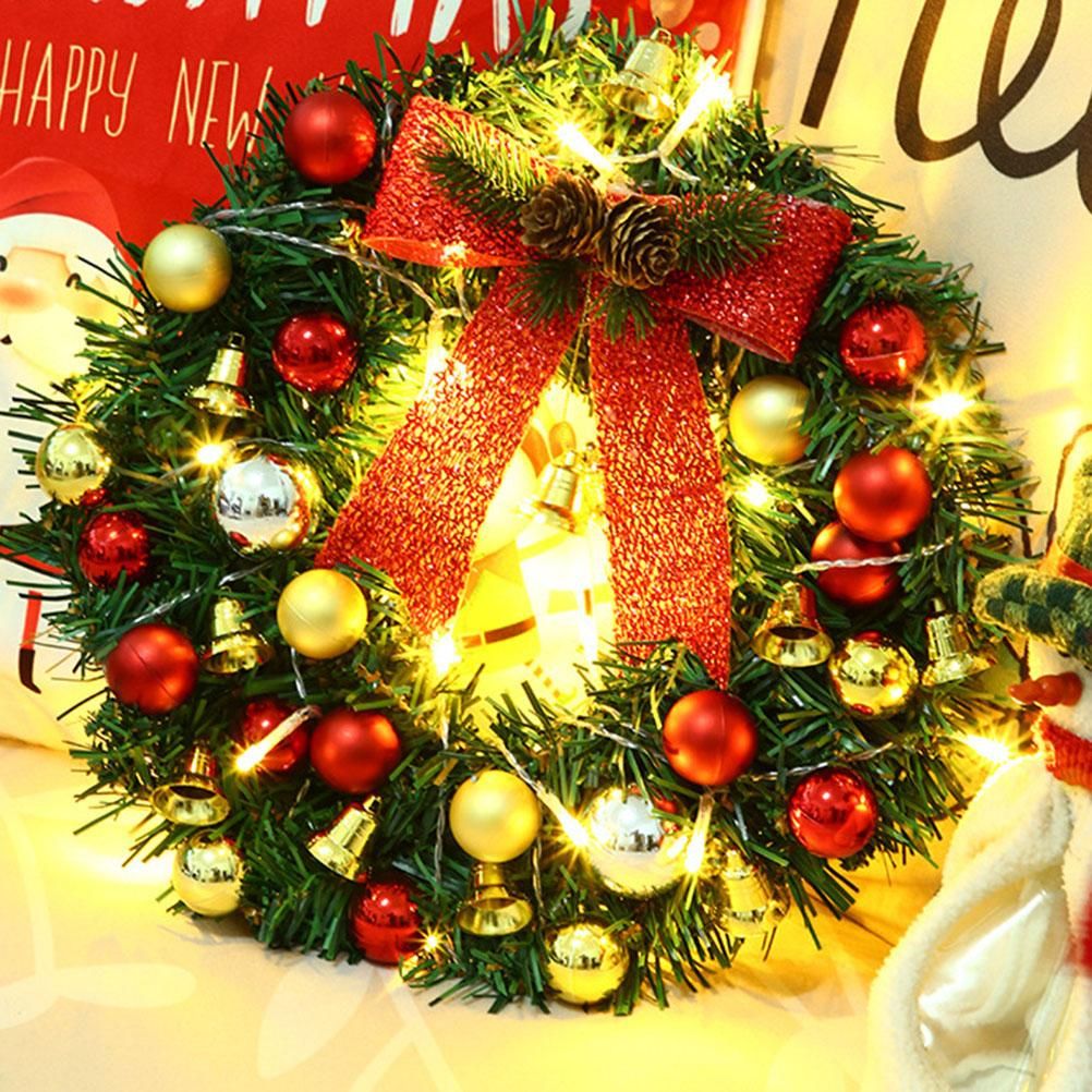 Xmas Wreath with 20 LED Lights and Bells Christmas Garland Light String Branch Lights for Living Room Fireplace and Windows - Image 8
