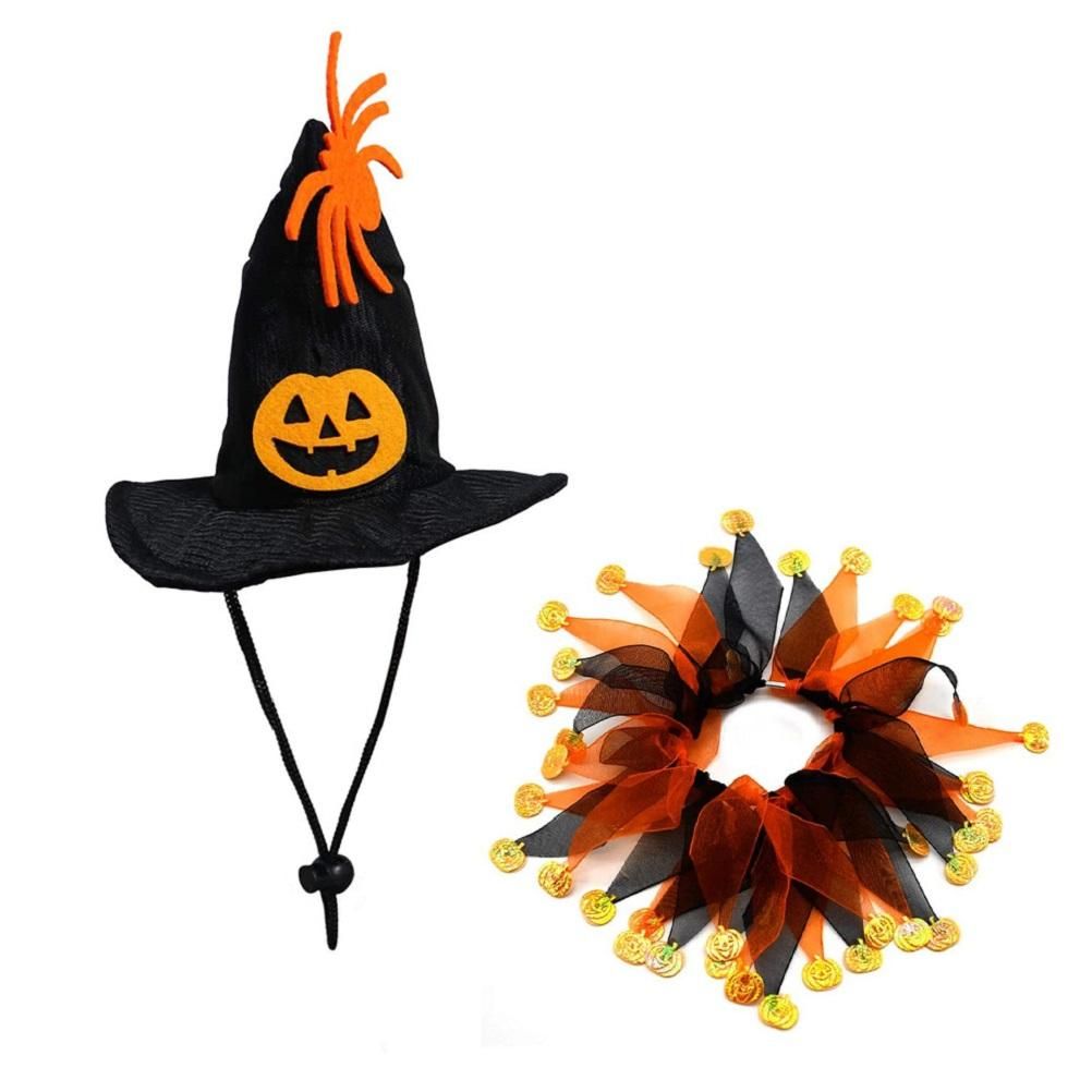 Halloween Collar Hat Set For Pet Dog Cat Head Bone Pattern Hat Funny Cosplay Dress Up Decoration For Holiday Party - Image 2