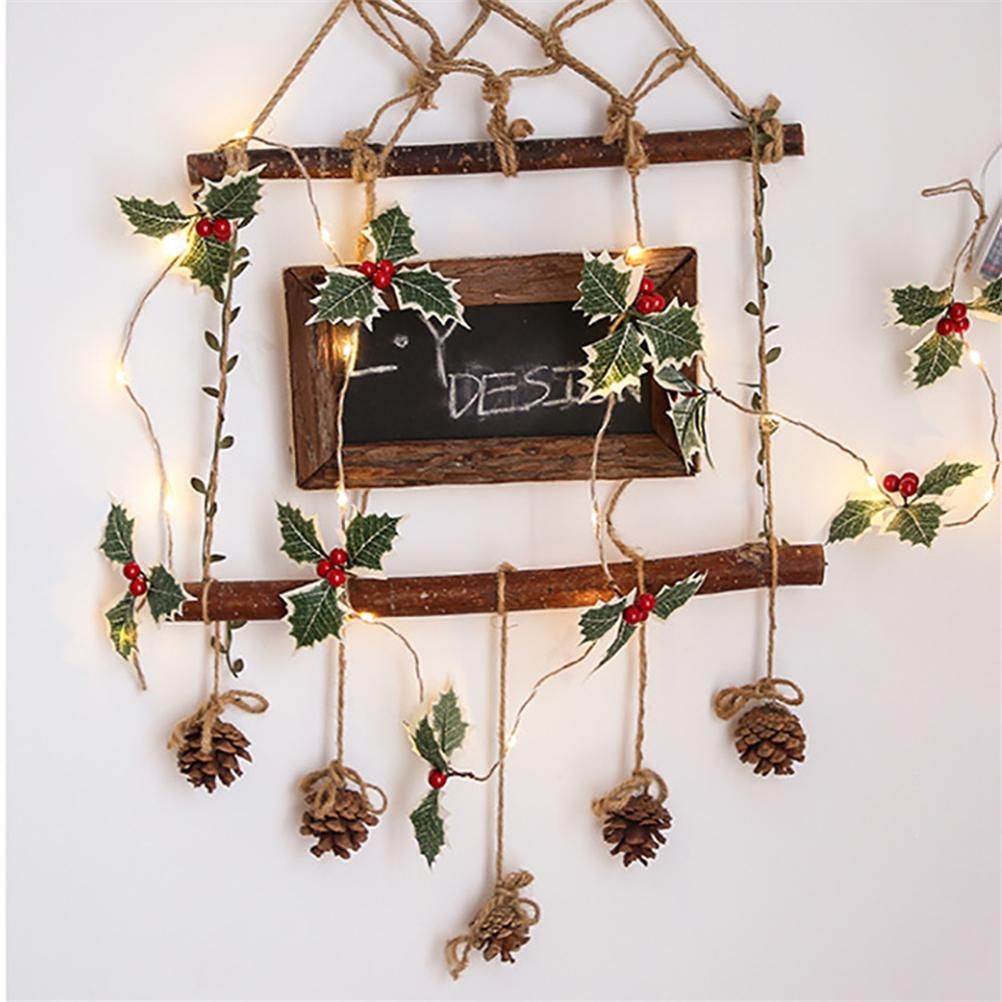 LED Christmas Decoration Light Christmas Red Fruit Leaf Copper Wire Lamp String Garland Supplies for Party and Christmas - Image 5
