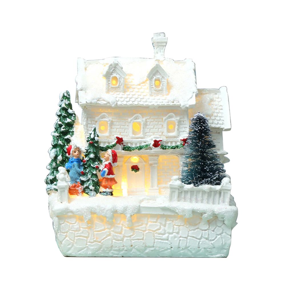 Christmas Village Ornament LED Lighted Christmas Village Houses with Figurines Christmas Village Decoration Indoor Room Decor - Image 1