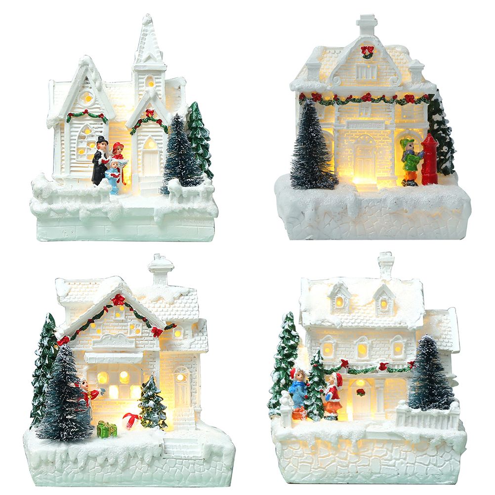 Christmas Village Ornament LED Lighted Christmas Village Houses with Figurines Christmas Village Decoration Indoor Room Decor - Image 3