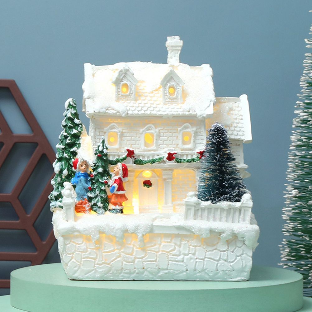 Christmas Village Ornament LED Lighted Christmas Village Houses with Figurines Christmas Village Decoration Indoor Room Decor - Image 6