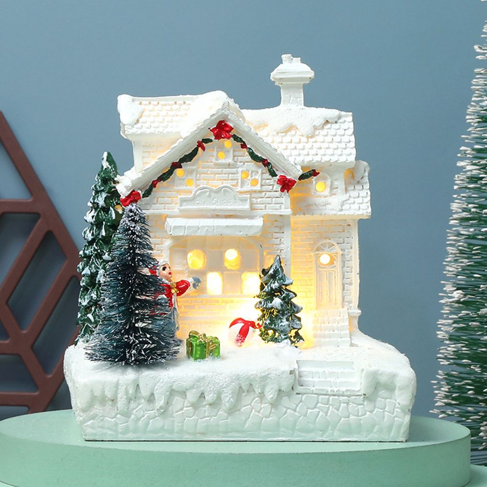 Christmas Village Ornament LED Lighted Christmas Village Houses with Figurines Christmas Village Decoration Indoor Room Decor - Image 7