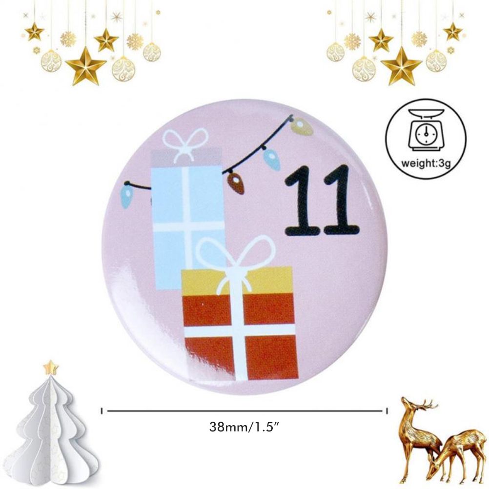 1-25 Number Christmas Advent Calendar Round Buttons Set For Gift Decor For Ribbons Cloth Bags Parcels - Image 2