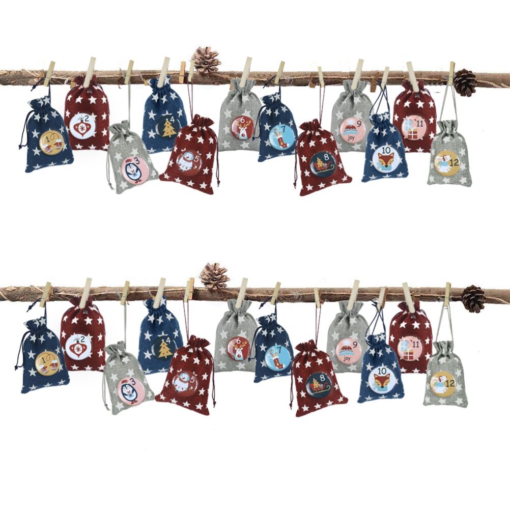 1-25 Number Christmas Advent Calendar Round Buttons Set For Gift Decor For Ribbons Cloth Bags Parcels - Image 5