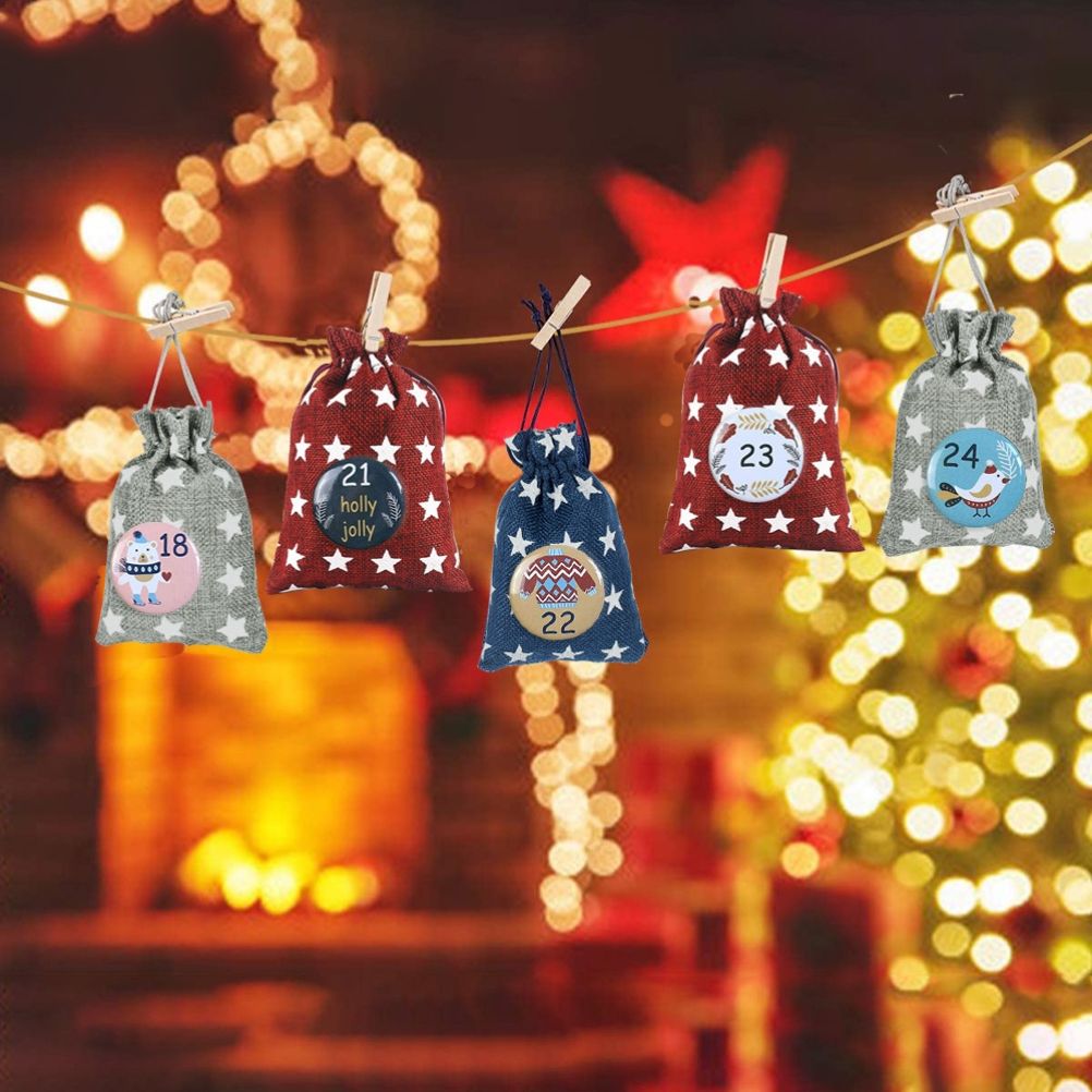 1-25 Number Christmas Advent Calendar Round Buttons Set For Gift Decor For Ribbons Cloth Bags Parcels - Image 8