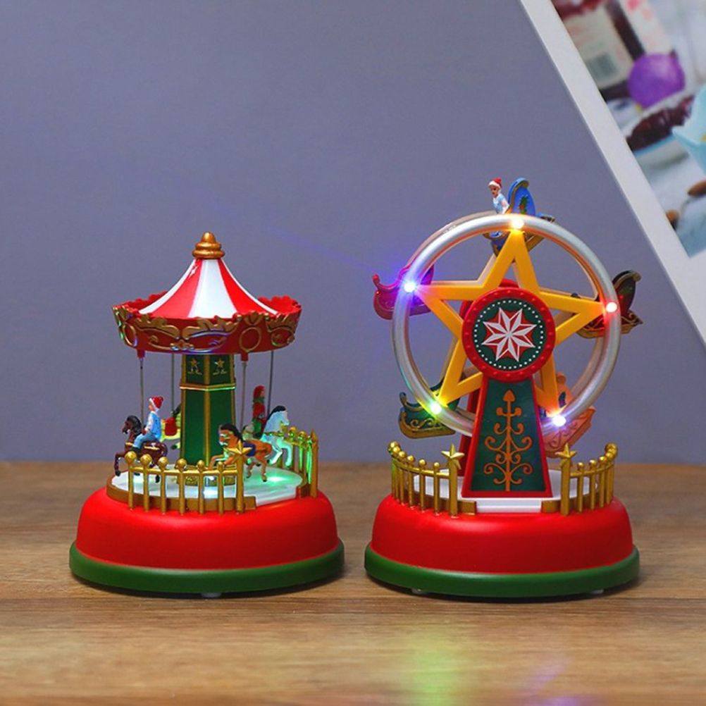 Christmas Mini Music Box Luminous Music Carousel Ferris Wheel Animated Christmas Gift Romantic Desktop Decoration - Image 3