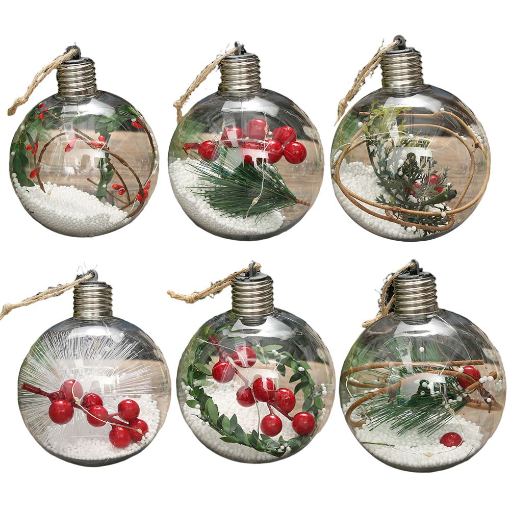6Pcs Shining Christmas Balls with LED Light Pendants Refillable Ball Christmas Tree Hanging Ball Ornaments for Party - Image 2