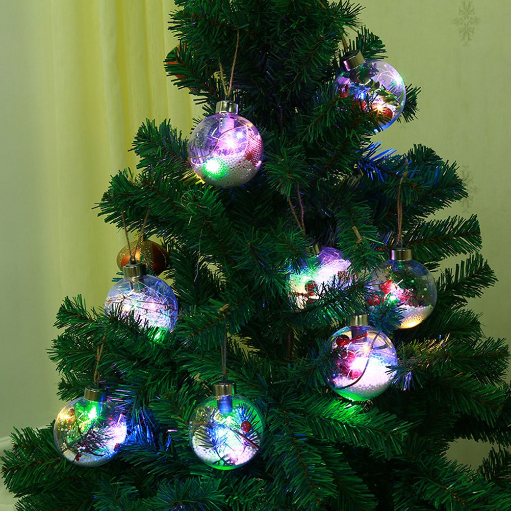 6Pcs Shining Christmas Balls with LED Light Pendants Refillable Ball Christmas Tree Hanging Ball Ornaments for Party - Image 3