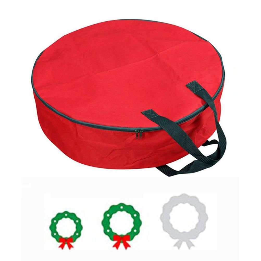 Christmas Wreath Storage Bag with Durable Handles Dual Zipper Card Slot Moisture Proof Storage Container - Image 1