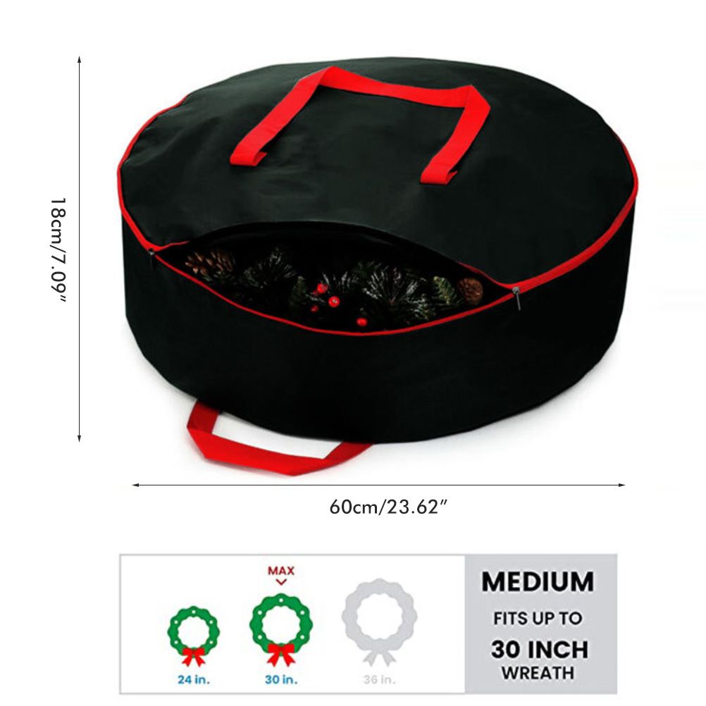 Christmas Wreath Storage Bag with Durable Handles Dual Zipper Card Slot Moisture Proof Storage Container - Image 2