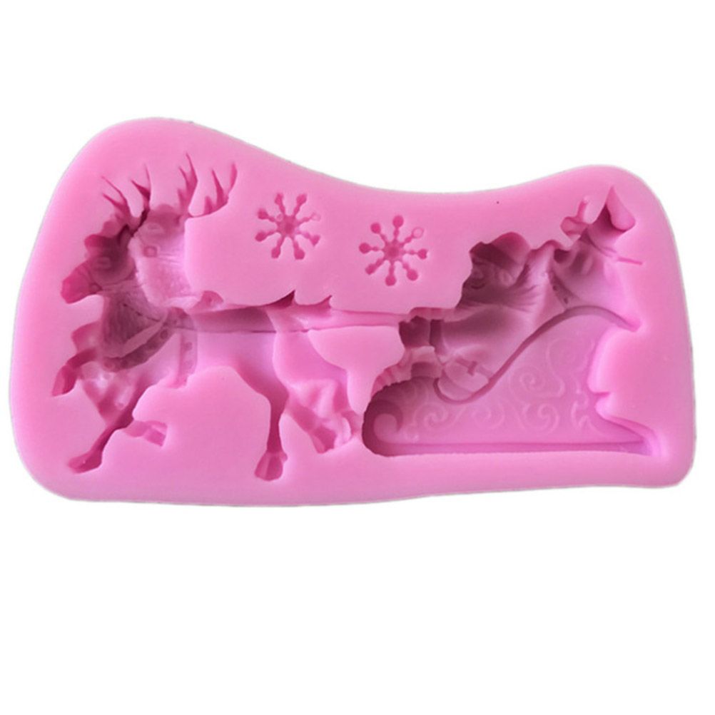 Christmas Santa Claus Sleigh Elk Cake Mold Silicone Decoration Mold Christmas Chocolate Biscuits Pudding Mold Tool - Image 1
