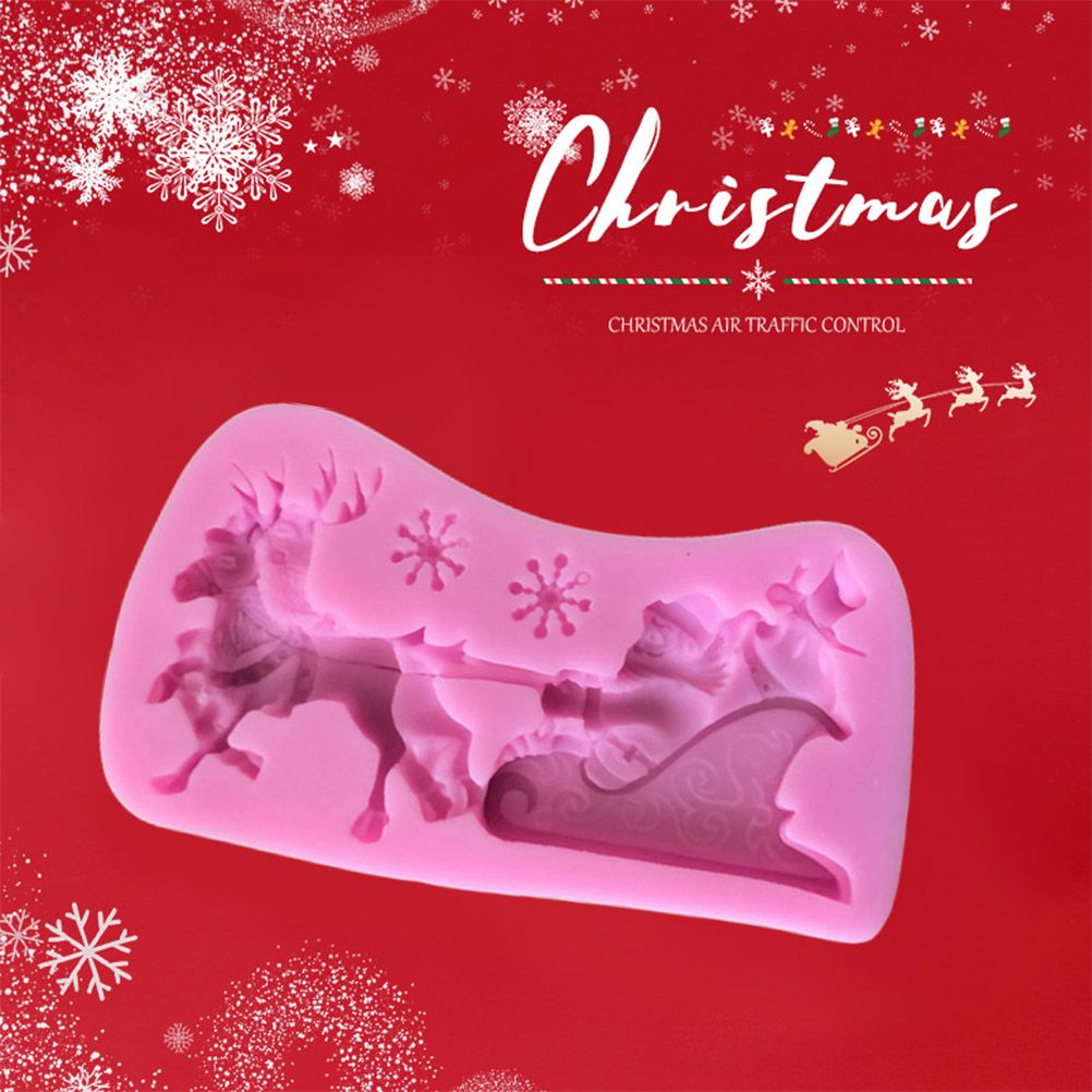 Christmas Santa Claus Sleigh Elk Cake Mold Silicone Decoration Mold Christmas Chocolate Biscuits Pudding Mold Tool - Image 6
