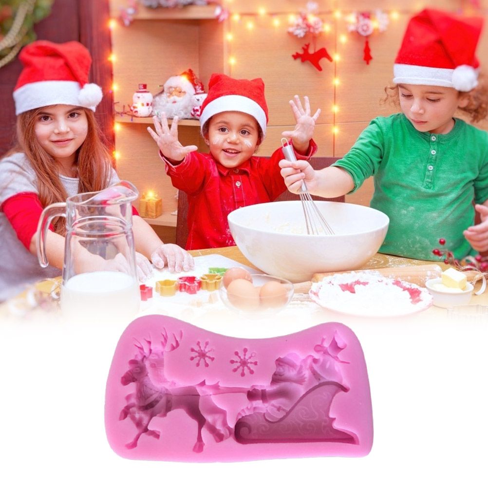 Christmas Santa Claus Sleigh Elk Cake Mold Silicone Decoration Mold Christmas Chocolate Biscuits Pudding Mold Tool - Image 8
