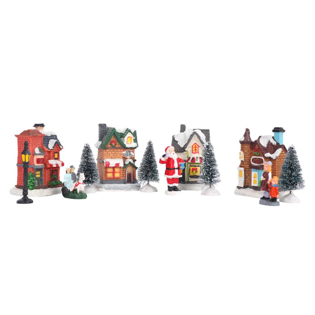 Christmas Village Set Resin Christmas Scene Village LED Lighted Miniature Houses Town Christmas Village Houses Gift - Image 8
