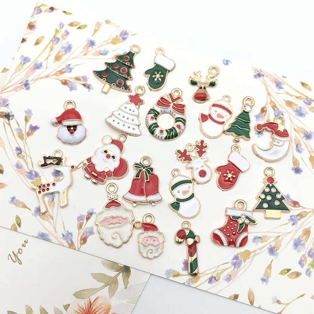 30PCS Christmas DIY Gold Plated Enamel Charm for Making Jewelry Necklaces Bracelets Earrings - Image 3
