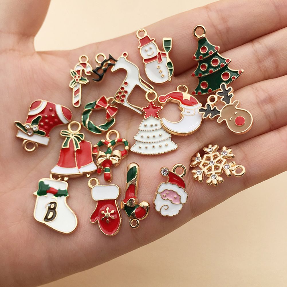 30PCS Christmas DIY Gold Plated Enamel Charm for Making Jewelry Necklaces Bracelets Earrings - Image 6