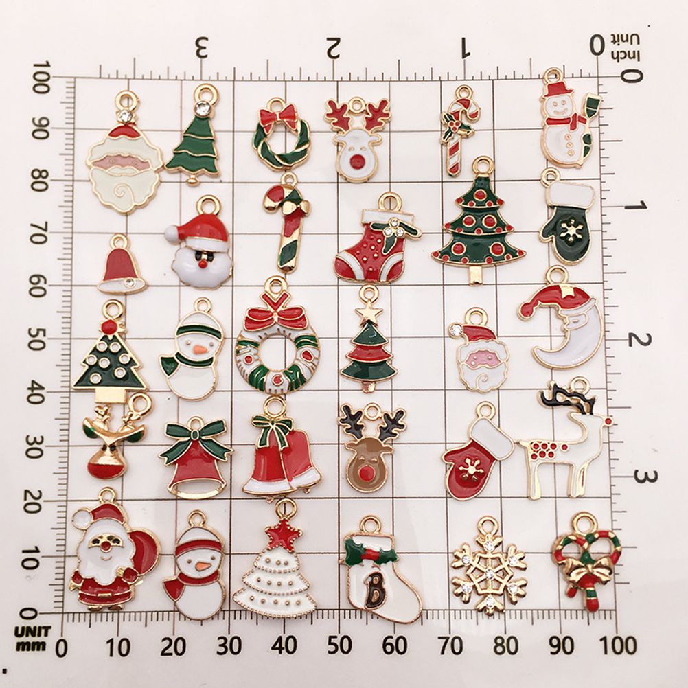 30PCS Christmas DIY Gold Plated Enamel Charm for Making Jewelry Necklaces Bracelets Earrings - Image 7