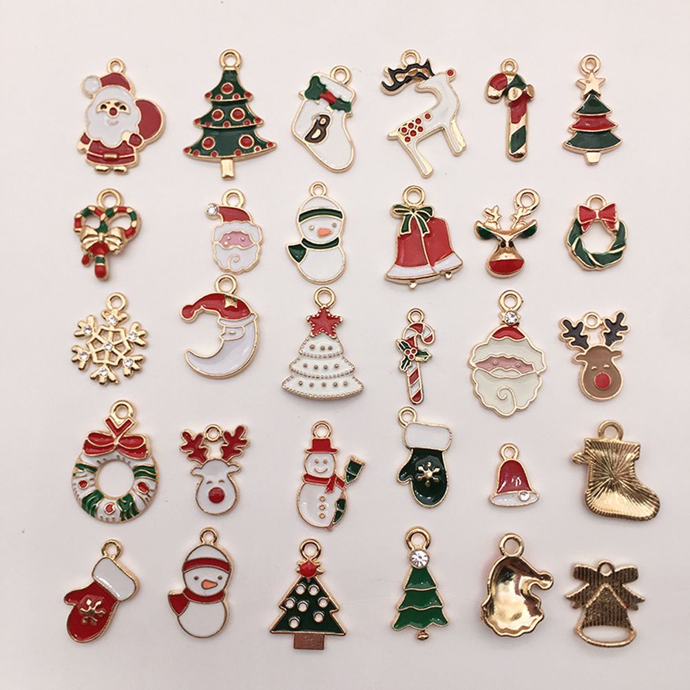 30PCS Christmas DIY Gold Plated Enamel Charm for Making Jewelry Necklaces Bracelets Earrings - Image 8