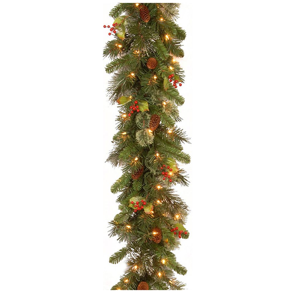 2.7m Christmas Rattan Garland with 50 Led Lights Artificial Christmas Garland Decorations for Xmas Tree Fireplaces Stairs Door Garden Yard - Image 1