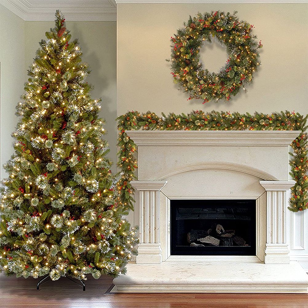2.7m Christmas Rattan Garland with 50 Led Lights Artificial Christmas Garland Decorations for Xmas Tree Fireplaces Stairs Door Garden Yard - Image 4