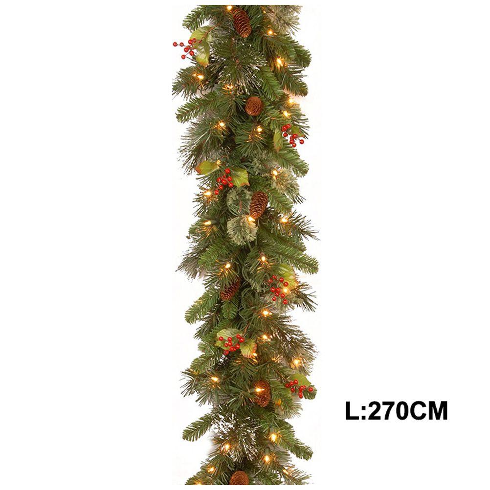 2.7m Christmas Rattan Garland with 50 Led Lights Artificial Christmas Garland Decorations for Xmas Tree Fireplaces Stairs Door Garden Yard - Image 7