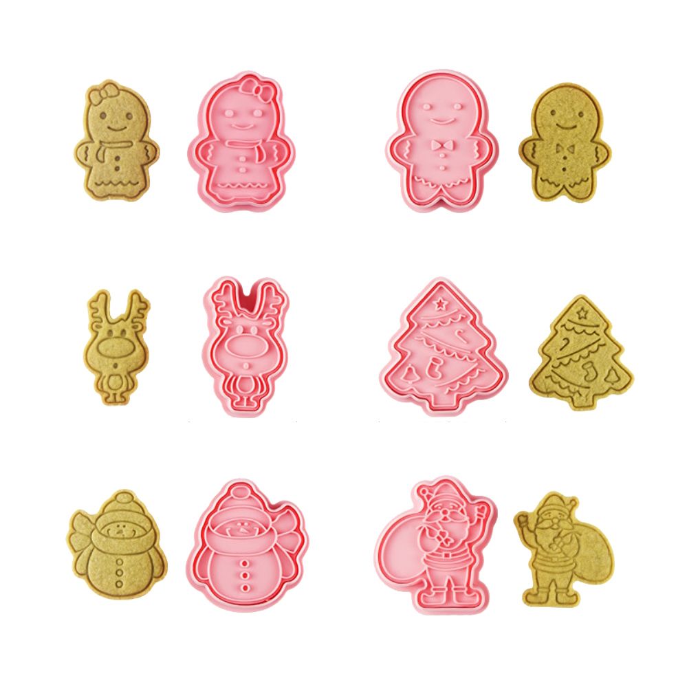 Christmas Cutter Mold Set 6 Piece Pattern Kitchen DIY Baking Mold For Biscuits Pastries Fondant Cakes - Image 1