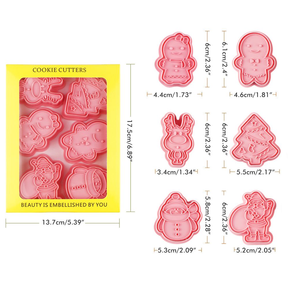 Christmas Cutter Mold Set 6 Piece Pattern Kitchen DIY Baking Mold For Biscuits Pastries Fondant Cakes - Image 2