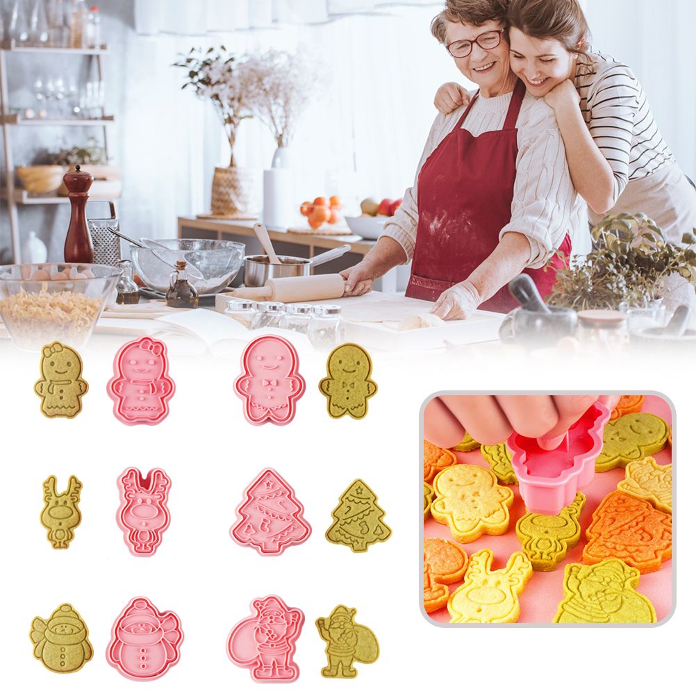 Christmas Cutter Mold Set 6 Piece Pattern Kitchen DIY Baking Mold For Biscuits Pastries Fondant Cakes - Image 8