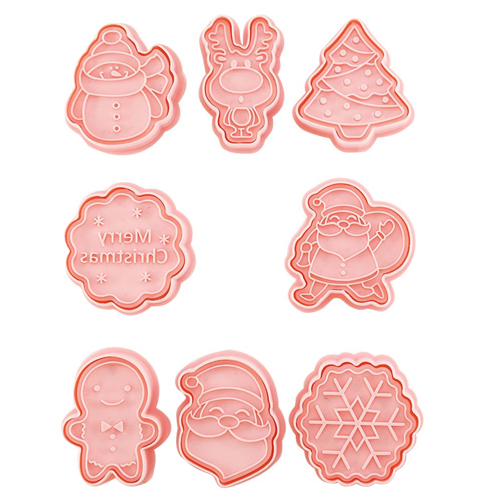 8 Pcs/Set Christmas Themed Cutters Santa Claus Christmas Tree DIY 3D Biscuits Mold Baking Mould Decorating Tools - Image 1