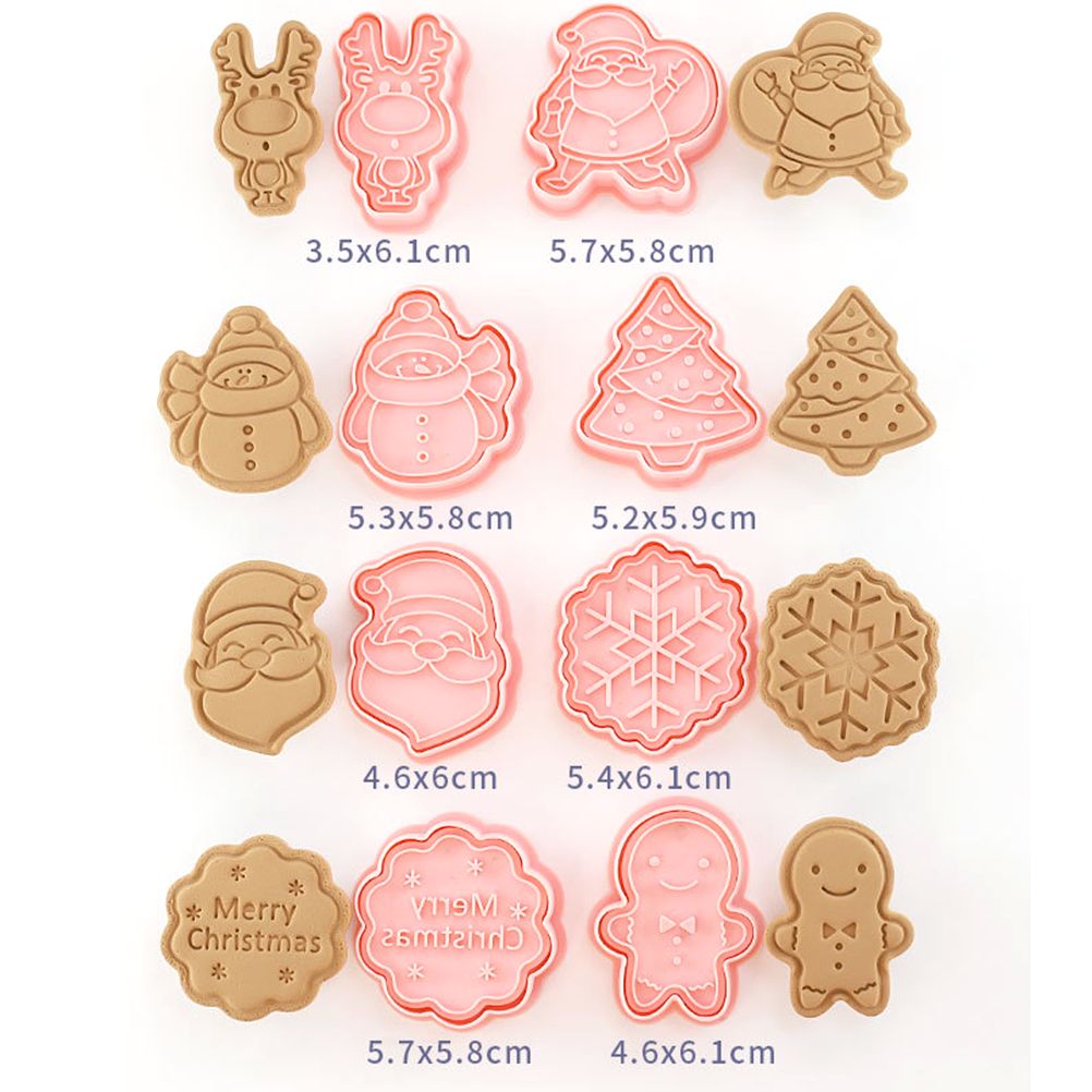8 Pcs/Set Christmas Themed Cutters Santa Claus Christmas Tree DIY 3D Biscuits Mold Baking Mould Decorating Tools - Image 2