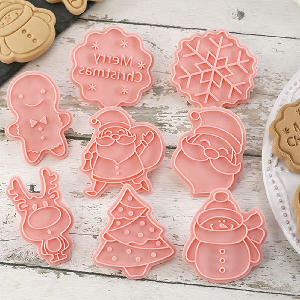 8 Pcs/Set Christmas Themed Cutters Santa Claus Christmas Tree DIY 3D Biscuits Mold Baking Mould Decorating Tools - Image 3