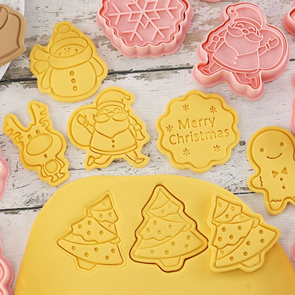 8 Pcs/Set Christmas Themed Cutters Santa Claus Christmas Tree DIY 3D Biscuits Mold Baking Mould Decorating Tools - Image 5