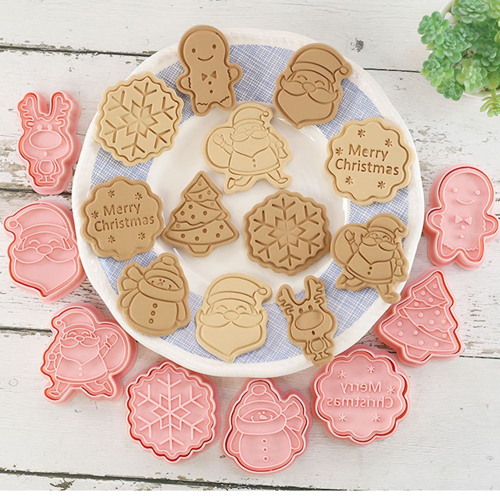 8 Pcs/Set Christmas Themed Cutters Santa Claus Christmas Tree DIY 3D Biscuits Mold Baking Mould Decorating Tools - Image 6