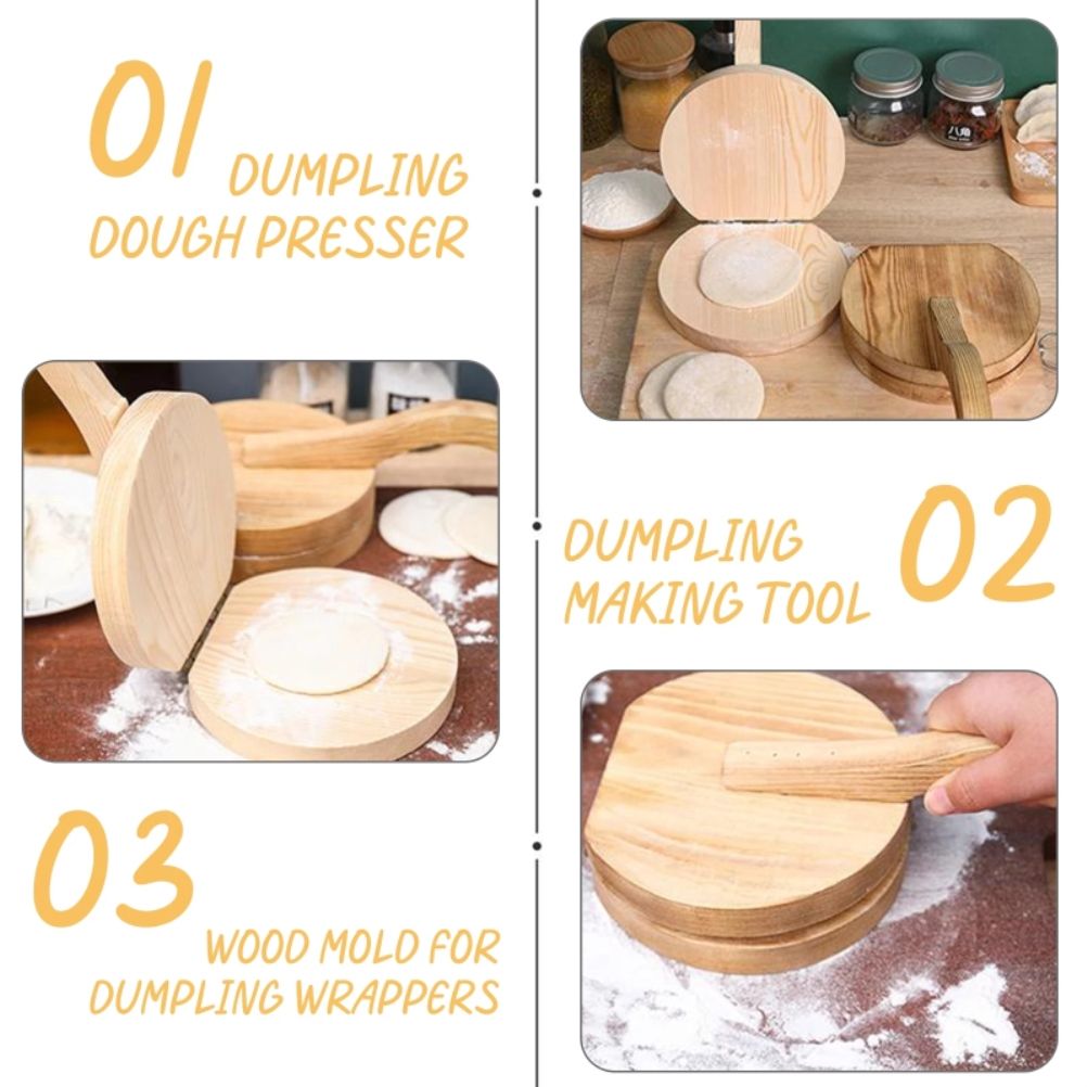 Wooden Dough Presser Tool Dumpling Skin Pressing Tool Dumpling Wrapper Making Mold Kitchen Gadget Baking Tool - Image 6