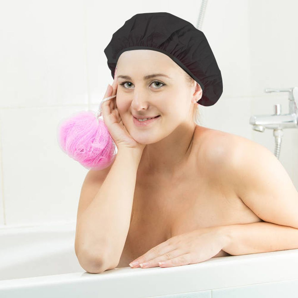 Waterproof Shower Hat Double Layer Shower Hair Cover Women Supplies for Bathroom Kitchen - Image 3