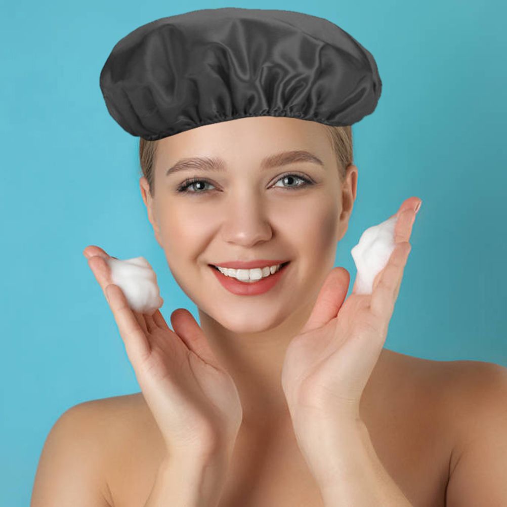 Waterproof Shower Hat Double Layer Shower Hair Cover Women Supplies for Bathroom Kitchen - Image 7